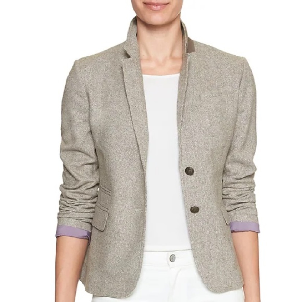 Banana Republic PETITE HERRINGBONE ACADEMY BLAZER
